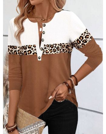 Loose Casual Leopard Crew Neck T-Shirt