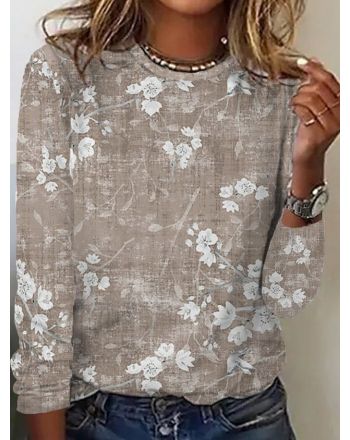 Floral Casual Loose Long Sleeve T-Shirt
